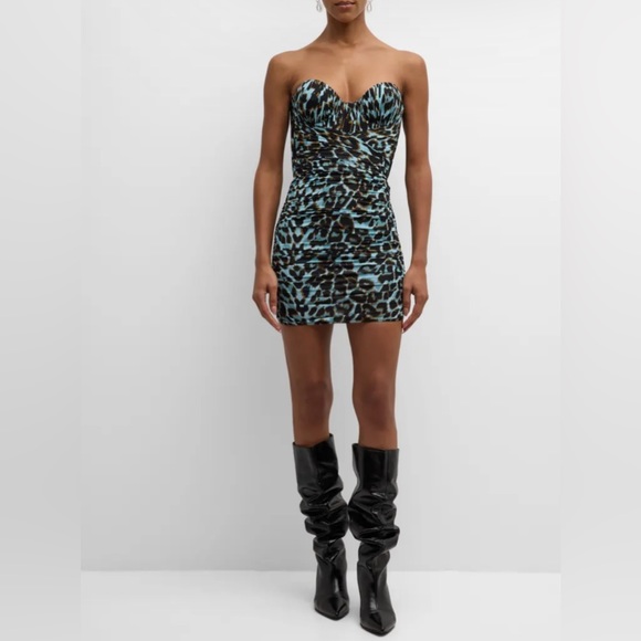 Axton Leopard-Print Ruched Strapless Bustier - Picture 3 of 10